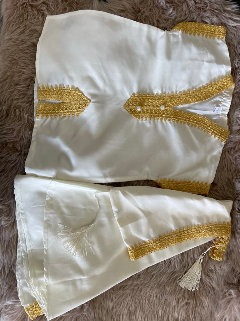 Ensemble djellaba enfant - blanc et doré