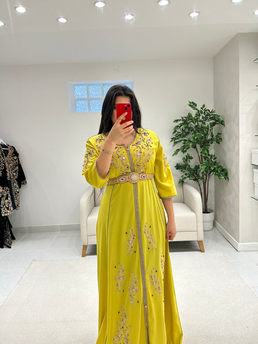 Caftan pistache perlè