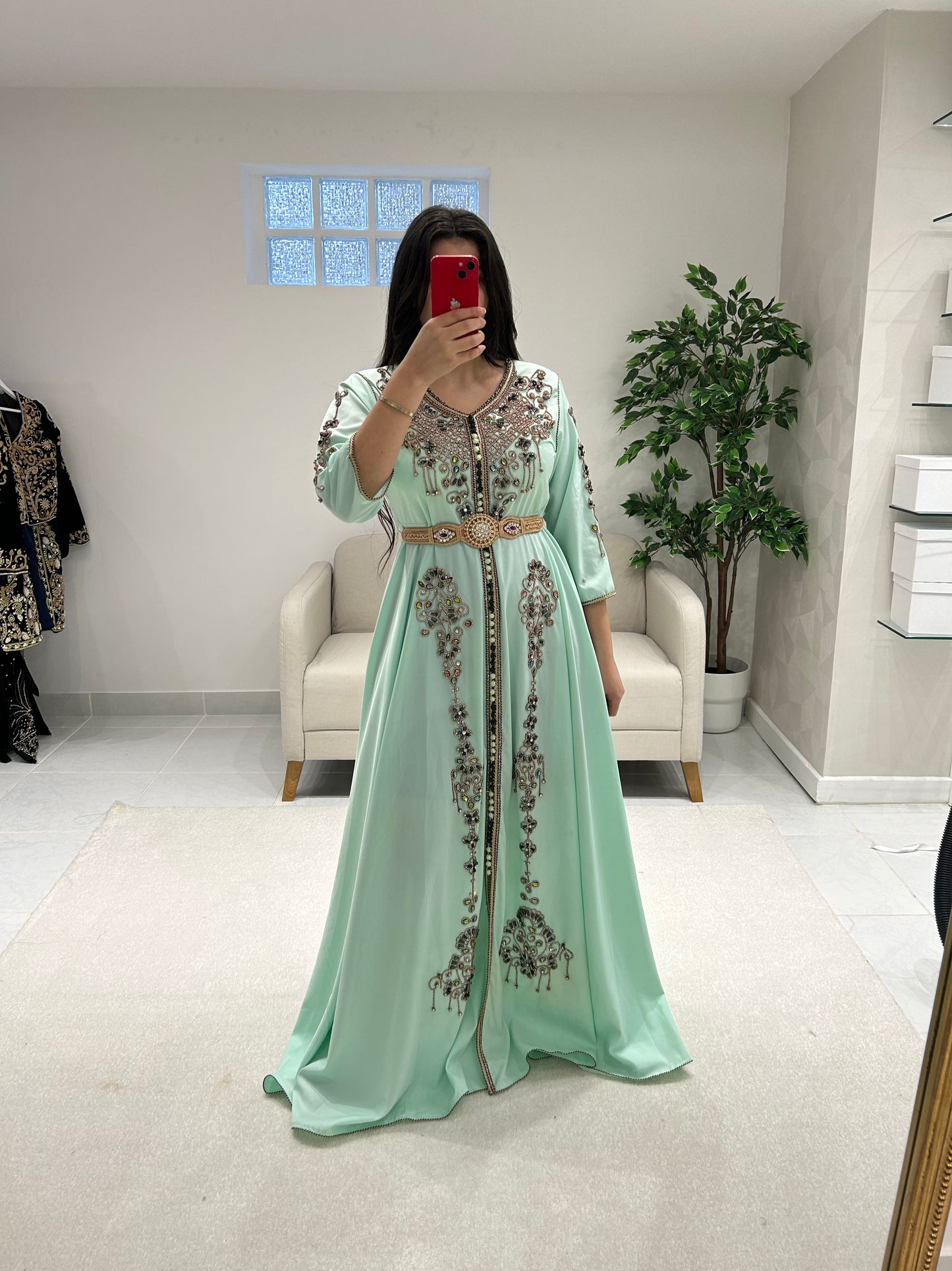 Caftan vert perlè