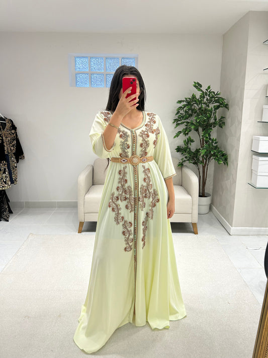 Caftan jaune perlè