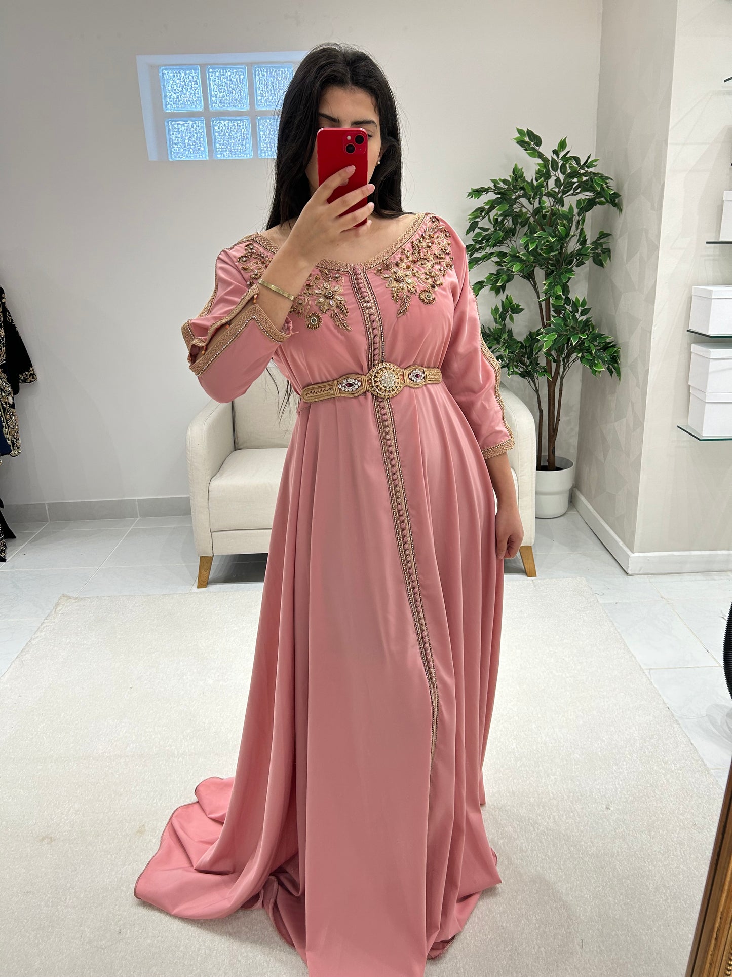 Caftan rose perlé