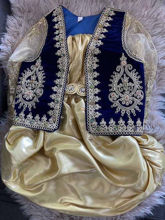 Ensemble karakou fille - bleu roi