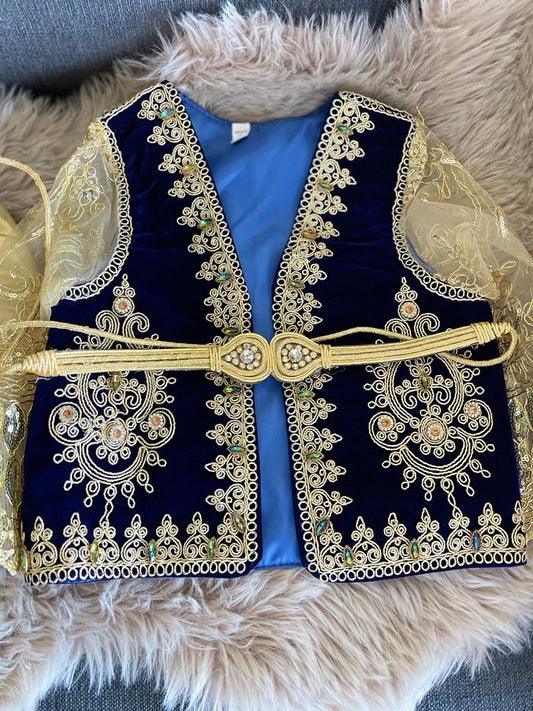 Ensemble karakou fille - bleu nuit