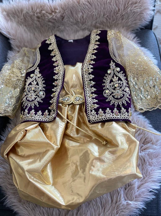 Ensemble karakou fille aubergine