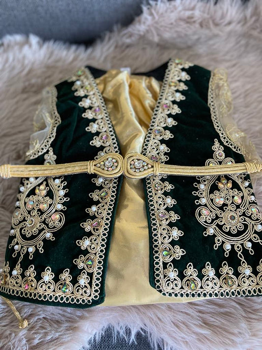 Ensemble karakou fille - vert émeraude