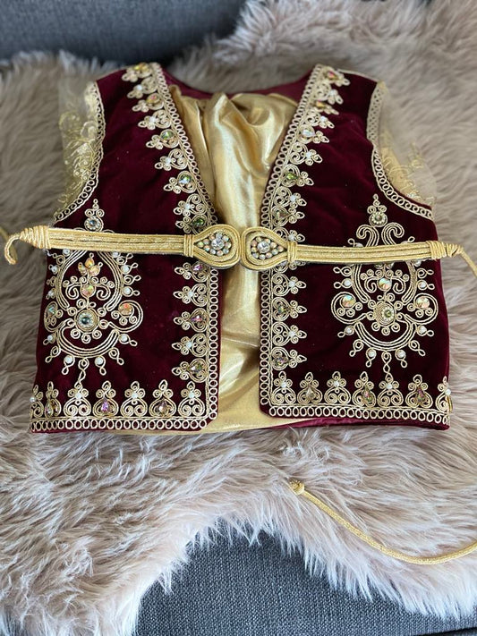 Ensemble karakou fille - bordeaux