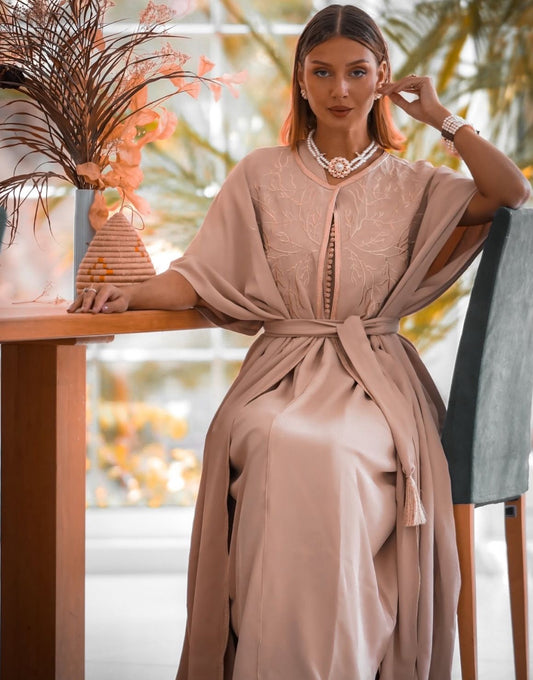 Robe Abaya Rose Saumon