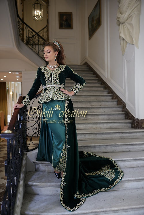 Karakou en velours vert émeraude